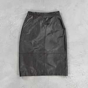 Vintage 1980s Genuine Leather Knee Length Pencil Skirt Fits Size 25 Waist